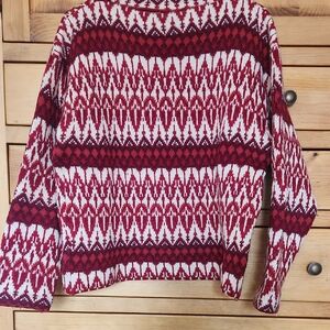 Elan Red and White Patterned Sweater